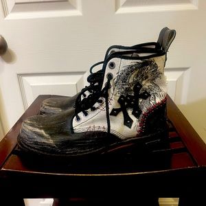 Men’s Affliction distress combat biker leather lace up Dragon boots size 9
